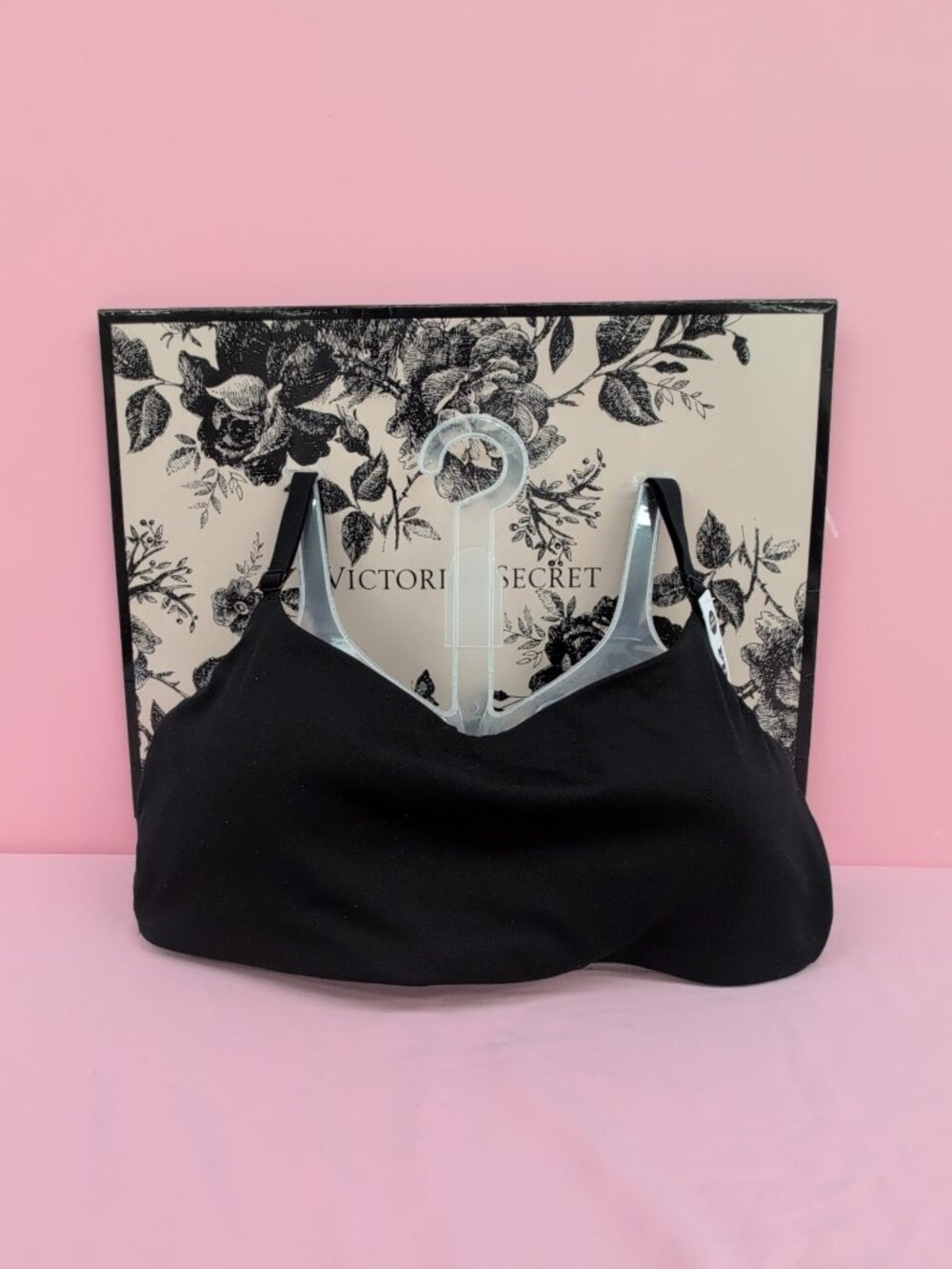 Victoria's Secret PINK Buttery Soft Relay Square Neck Sports Bra Black L NWT